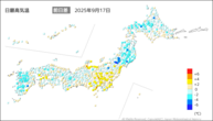 昨日の最高気温前日差の分布図