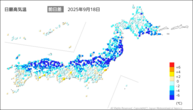 今日の最高気温前日差の分布図