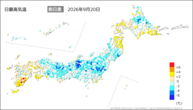 昨日の最高気温前日差の分布図