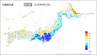 23日の最高気温前日差の分布図
