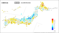 昨日の最高気温前日差の分布図
