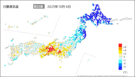 6日の最高気温前日差の分布図