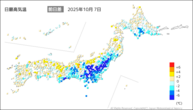 7日の最高気温前日差の分布図