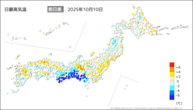 10日の最高気温前日差の分布図