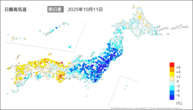一昨日の最高気温前日差の分布図