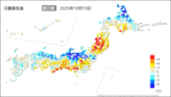 今日の最高気温前日差の分布図