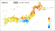 今日の最高気温前日差の分布図