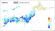 昨日の最高気温前日差の分布図