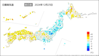 今日の最高気温前日差の分布図