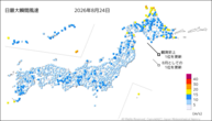 一昨日の最大瞬間風速の分布図