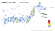 31日の最大風速（10分平均値）の分布図