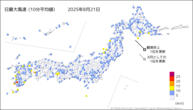 一昨日の最大風速（10分平均値）の分布図