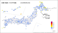 一昨日の最大風速（10分平均値）の分布図