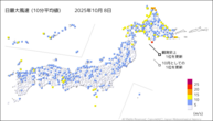 7日の最大風速（10分平均値）の分布図