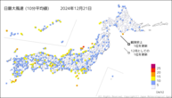 一昨日の最大風速（10分平均値）の分布図