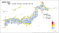 期間最大風速の分布図