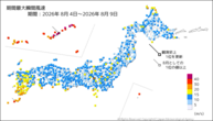 期間最大瞬間風速の分布図