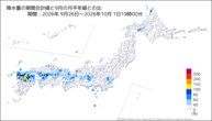 降水量の期間合計値の月平年比の分布図