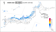 18日の1時間降水量の日最大値の分布図