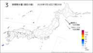 3時間降水量（現在の値）の分布図