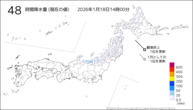 48時間降水量（現在の値）の分布図