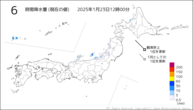 6時間降水量（現在の値）の分布図