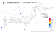 6時間降水量（現在の値）の分布図