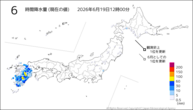 6時間降水量（現在の値）の分布図