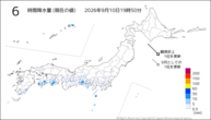 6時間降水量（現在の値）の分布図