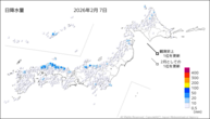 7日の日降水量の分布図