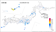 15日の日降水量の分布図