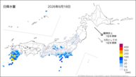 昨日の日降水量の分布図
