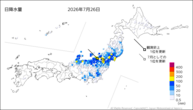 26日の日降水量の分布図