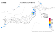 今日の日降水量の分布図