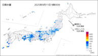 今日の日降水量の分布図