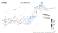 24日の日降水量の分布図