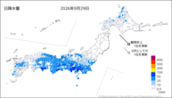 一昨日の日降水量の分布図