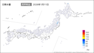 11日の日降水量の分布図