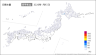 13日の日降水量の分布図