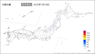 18日の日降水量の分布図