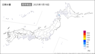 19日の日降水量の分布図