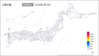 8日の日降水量の分布図