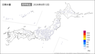 12日の日降水量の分布図