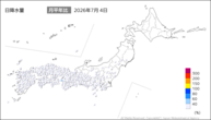 4日の日降水量の分布図