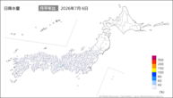 6日の日降水量の分布図