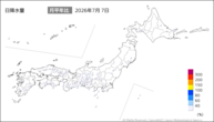 7日の日降水量の分布図