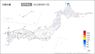 17日の日降水量の分布図