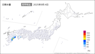 4日の日降水量の分布図