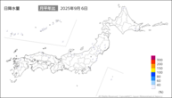 6日の日降水量の分布図