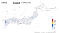 昨日の日降水量の分布図